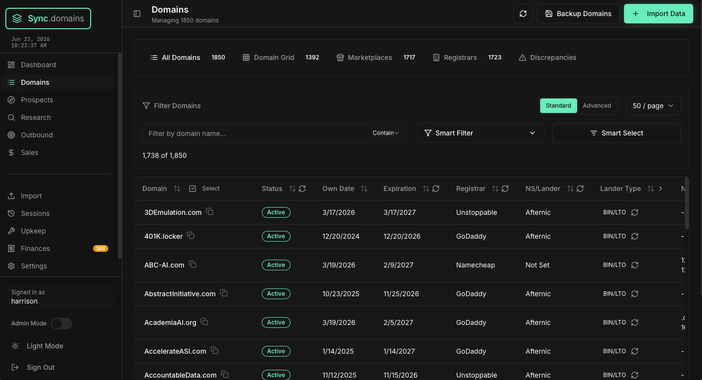Sync — portfolio intelligence dashboard